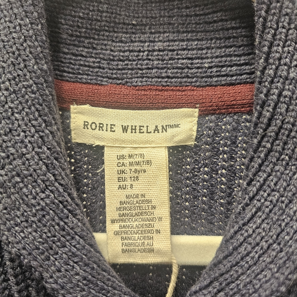 Cozy Blue Shawl Collar Kids Sweater - Picture 3 of 5